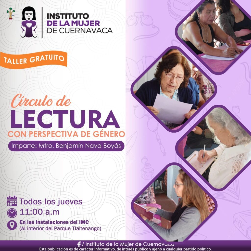 Taller gratuito Circulo de lectura con perspectiva de género - Instituto de la Mujer de Cuernavaca