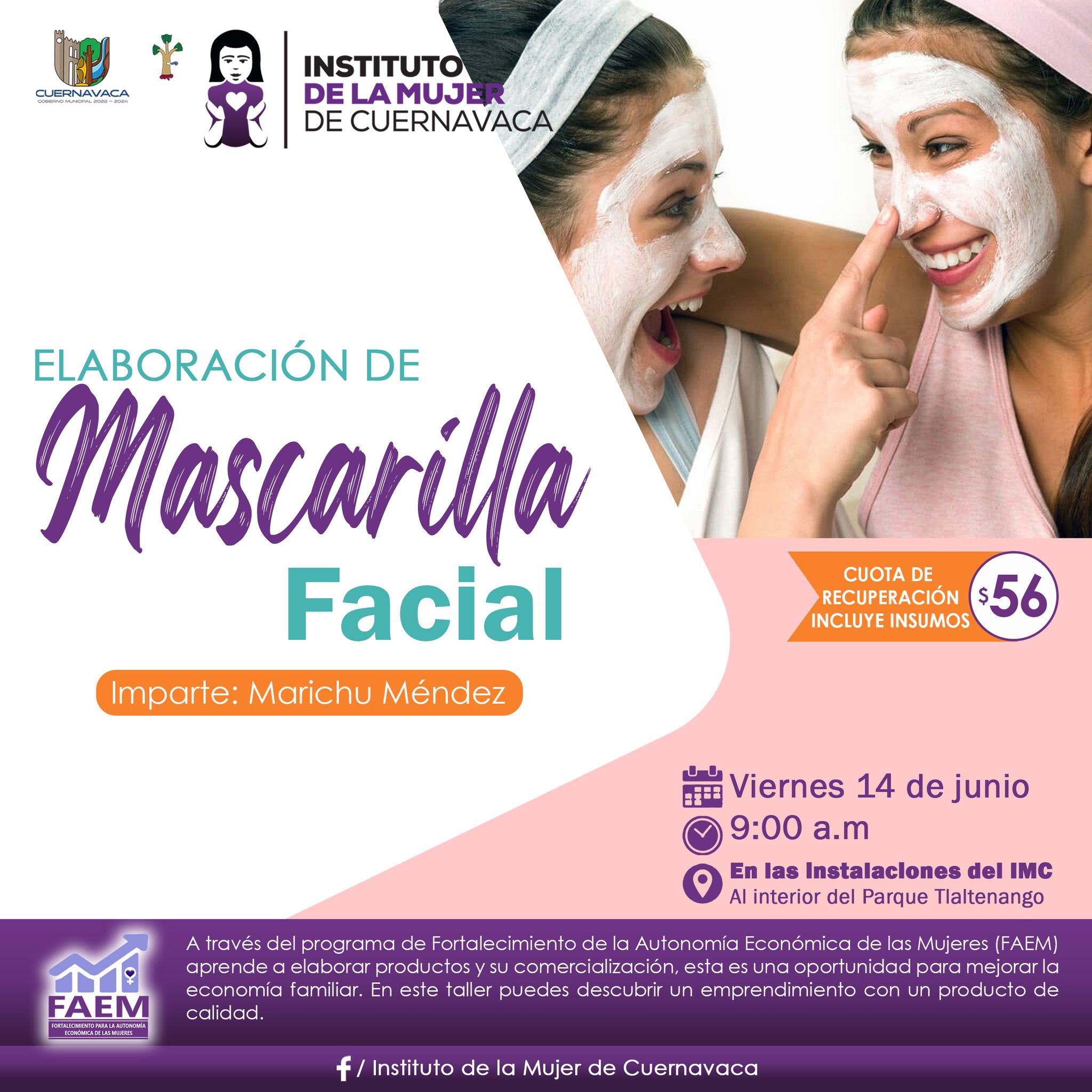 Elaboración de mascarilla facial en el Instituto de la Mujer de Cuernavaca