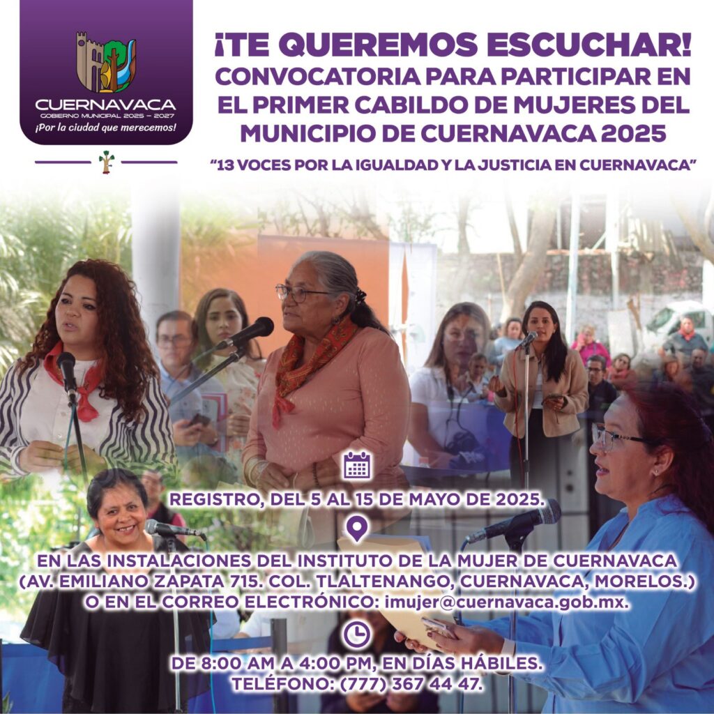 Mujeres participando en el Cabildo de Mujeres 2025 por la igualdad y la justicia en Cuernavaca.