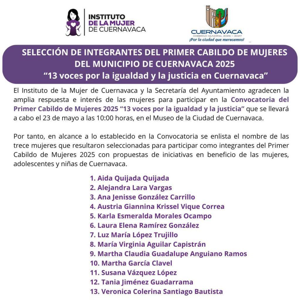 Mujeres participando en el Cabildo de Mujeres 2025 por la igualdad y la justicia en Cuernavaca.