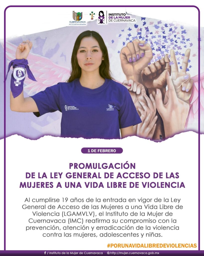 A 19 años de la Ley General de Acceso de las Mujeres a una Vida Libre de Violencia, el IMC reafirma su compromiso por una vida libre de violencias para mujeres, adolescentes y niñas en Cuernavaca.