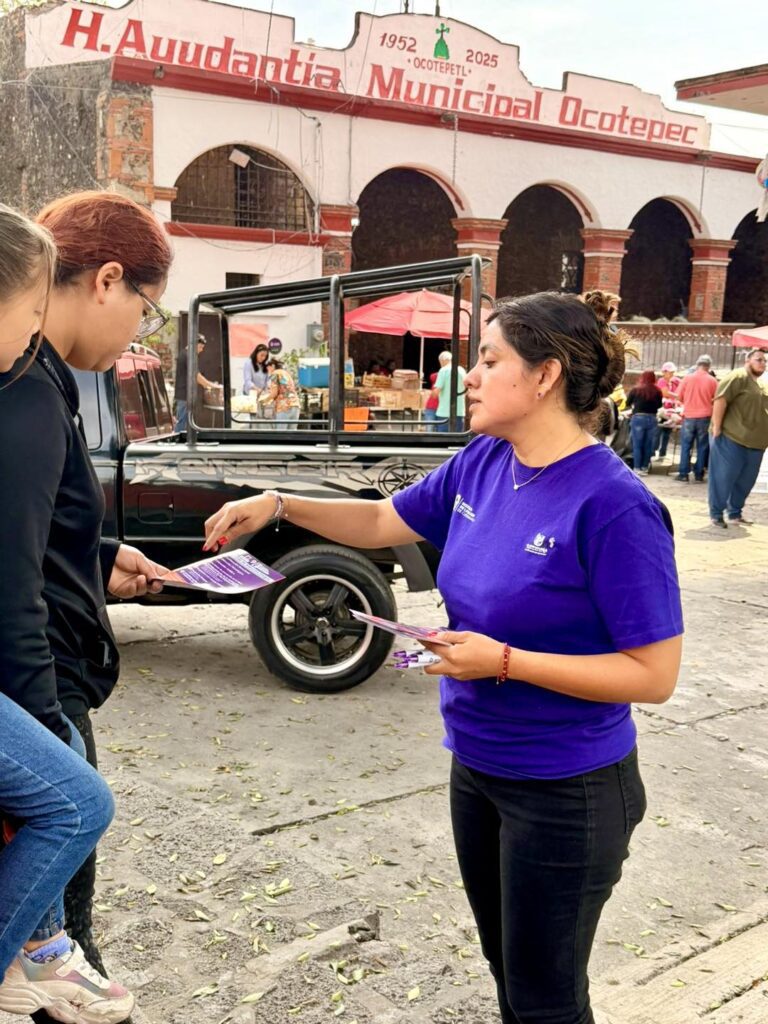 Jornada de servicios del Instituto de la Mujer de Cuernavaca en Ocotepec con asesoría jurídica y atención comunitaria.