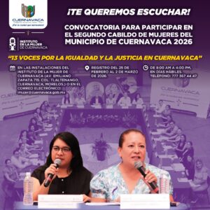 Presentación de la convocatoria del Cabildo de las Mujeres 2026, una iniciativa del Instituto de la Mujer de Cuernavaca (IMC).