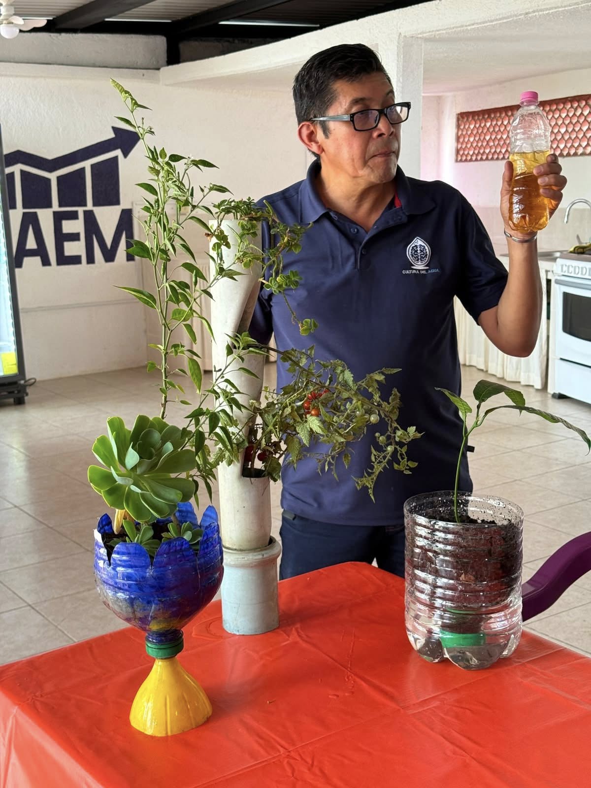 Participantes del taller de huertos urbanos aprenden técnicas de cultivo y reutilización de materiales para crear espacios sustentables en sus hogares.