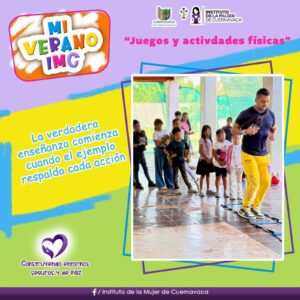 Niñas y niños participan en las actividades de Mi Verano IMC elaborando atrapasueños y realizando juegos colaborativos en un ambiente de aprendizaje y convivencia.